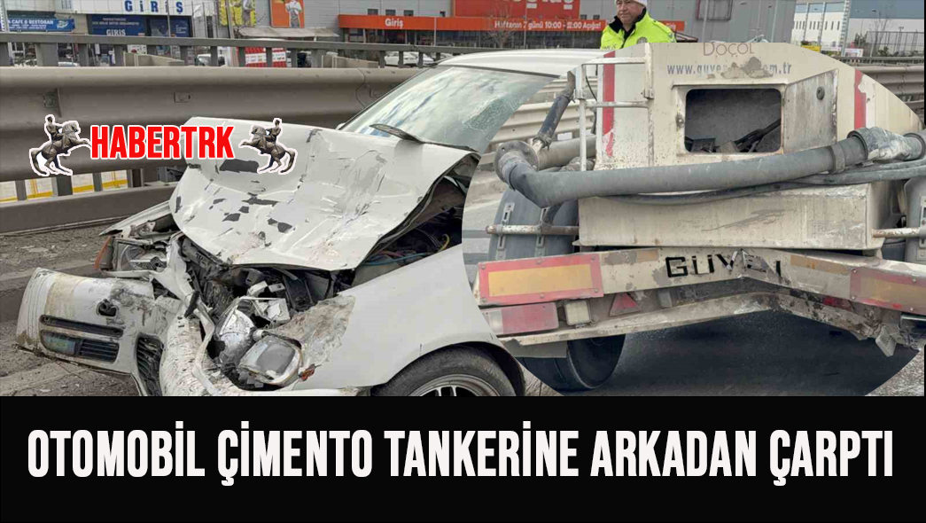 Canik’te Viyadük Üzerinde Kaza: Otomobil Çimento Tankerine Arkadan Çarptı