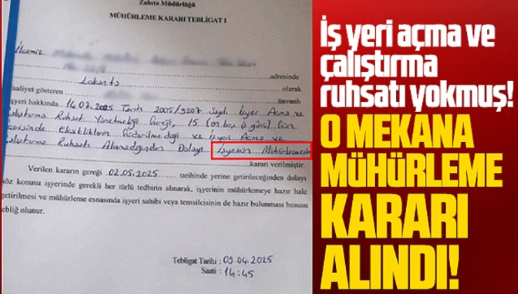 Samsun’da o restorana şok mühürleme tebligatı!
