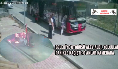 Belediye otobüsü alev aldı, yolcular panikle kaçıştı: O anlar kamerada