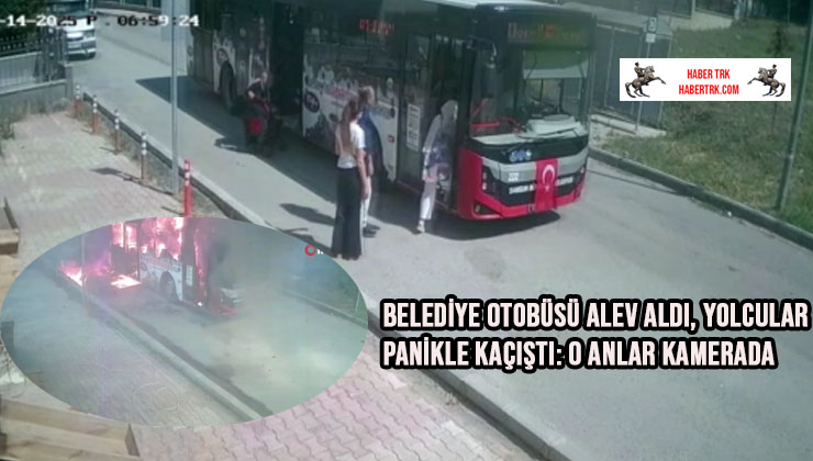 Belediye otobüsü alev aldı, yolcular panikle kaçıştı: O anlar kamerada