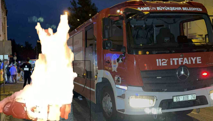 Samsun’da Seyir Halindeki Motosiklet Alev Aldı! Sürücü Canını Zor Kurtardı