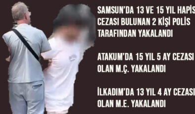 Samsun’da 13 ve 15 Yıl Hapis Cezası Bulunan 2 Kişi Polis Tarafından Yakalandı